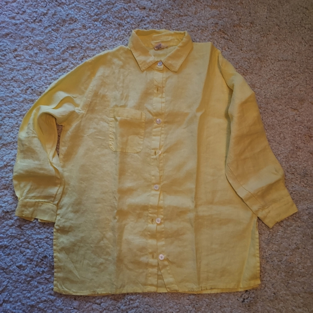Shelter Lloyd Linen Shirt Citron Small